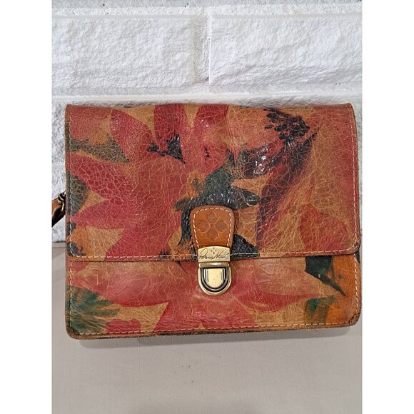 Patricia Nash Floral Leather Wristlet Clutch Bag With Metal Clasp Purse Zip - Picture 3 of 14